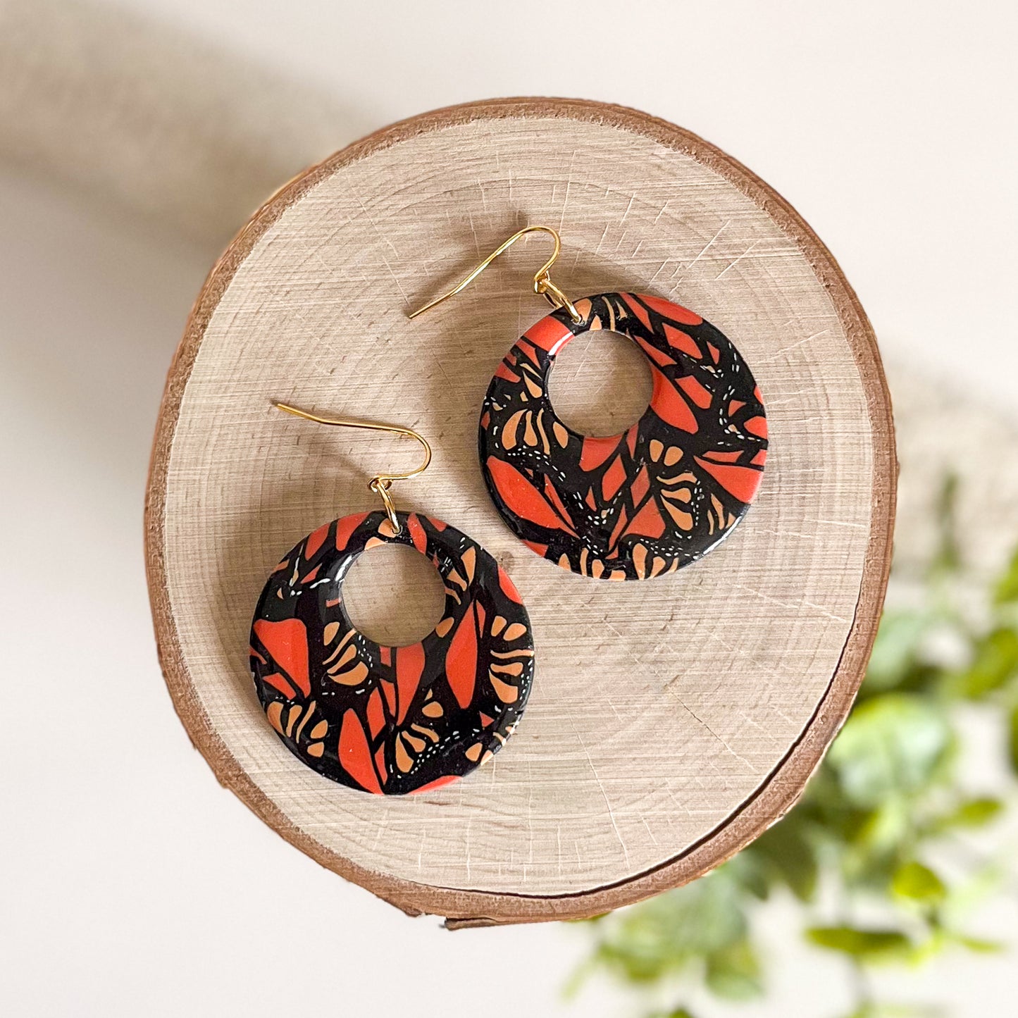 Monarch butterfly donut earrings |18k gold plated