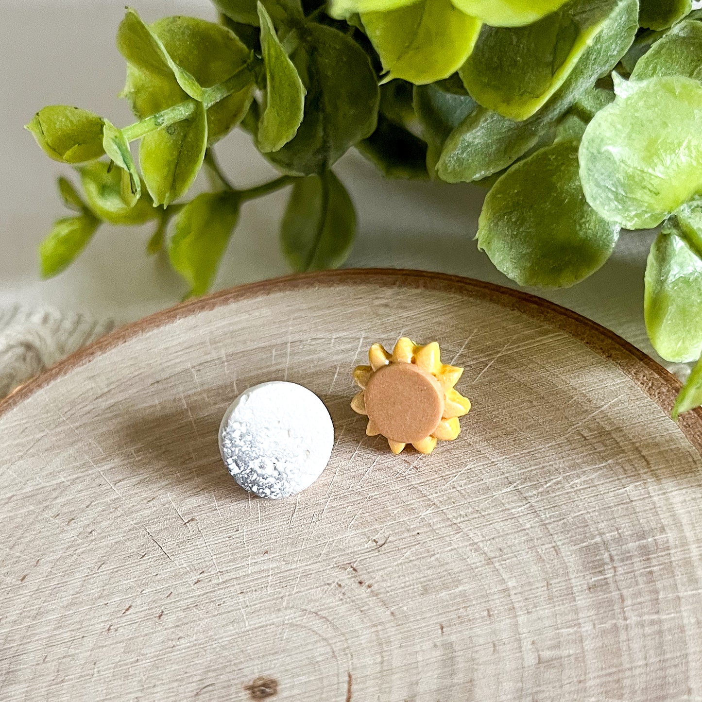 sun and moon studs | sterling silver