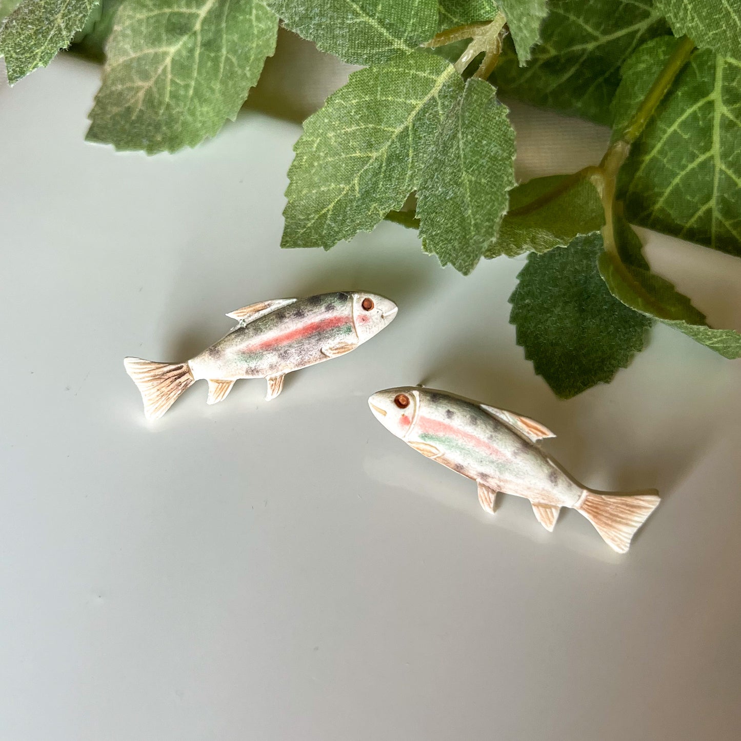 Rainbow trout earrings | sterling silver