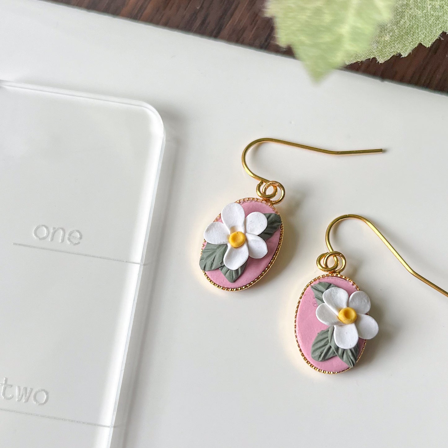 Dainty pink floral earrings | gold plated or sterling silver