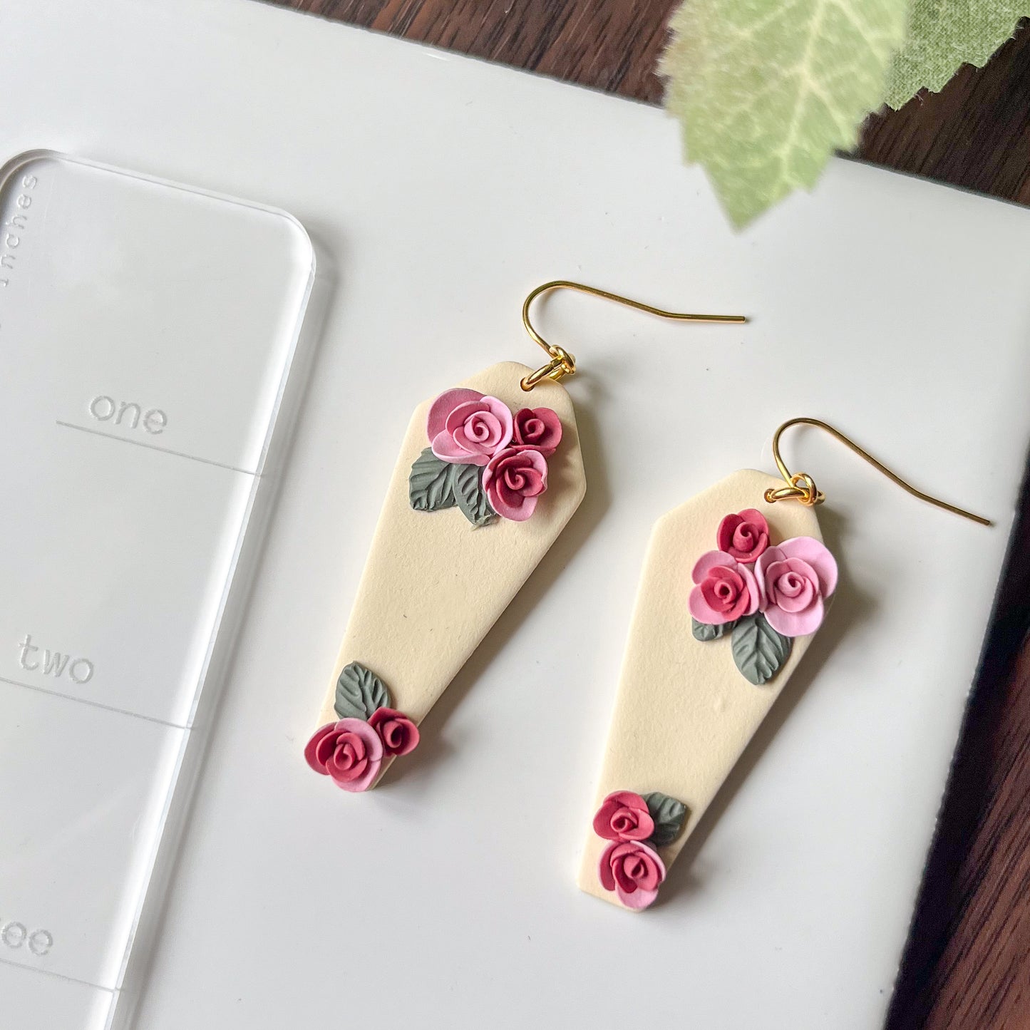 Rose coffin earrings | 18k gold plated