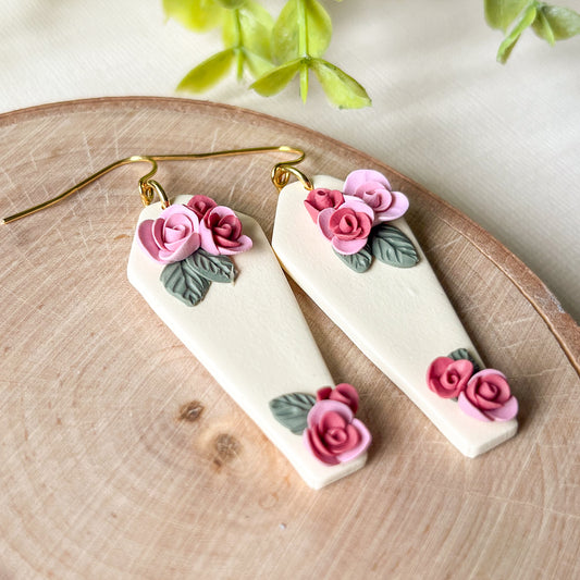 Rose coffin earrings | 18k gold plated