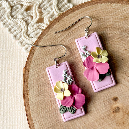 Pink bouquet earrings | sterling silver