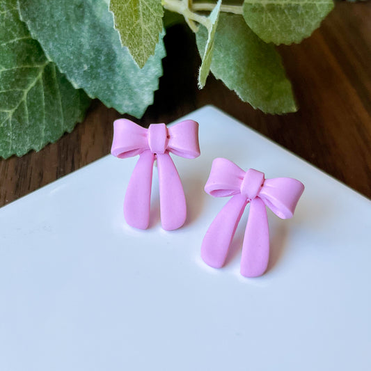 Pink Bow Studs | sterling silver