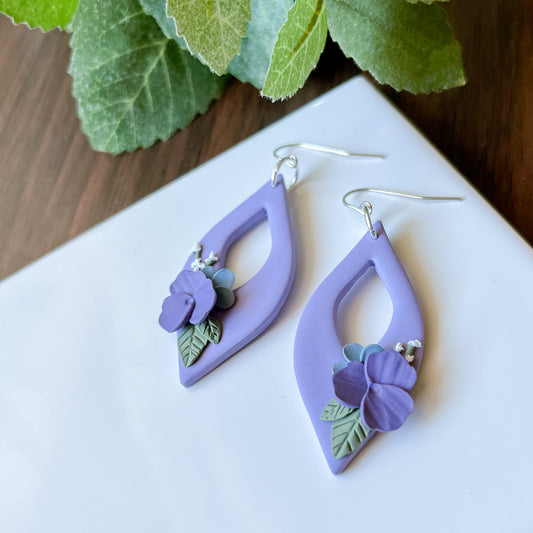 Purple floral bouquet earrings | Sterling silver