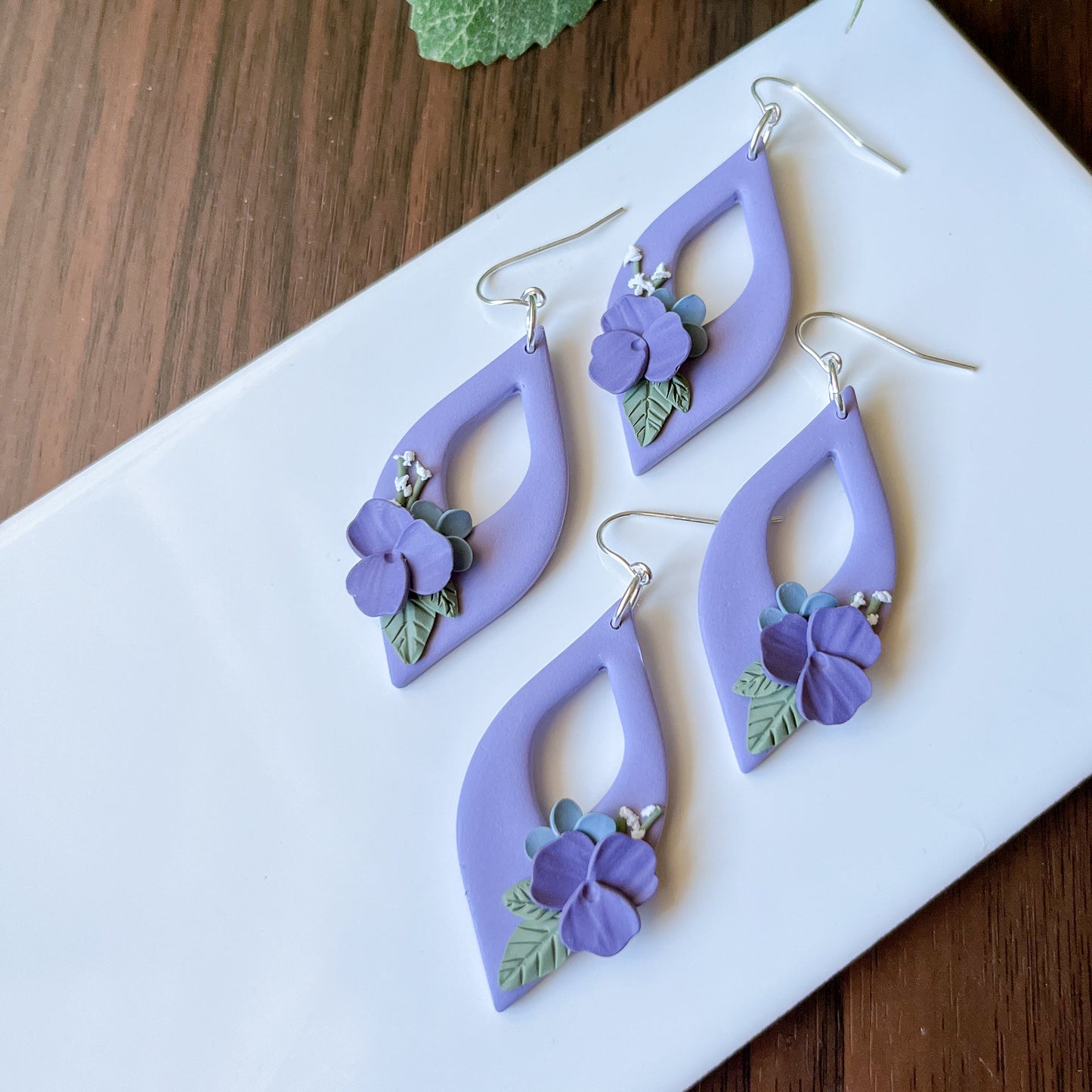 Purple floral bouquet earrings | Sterling silver