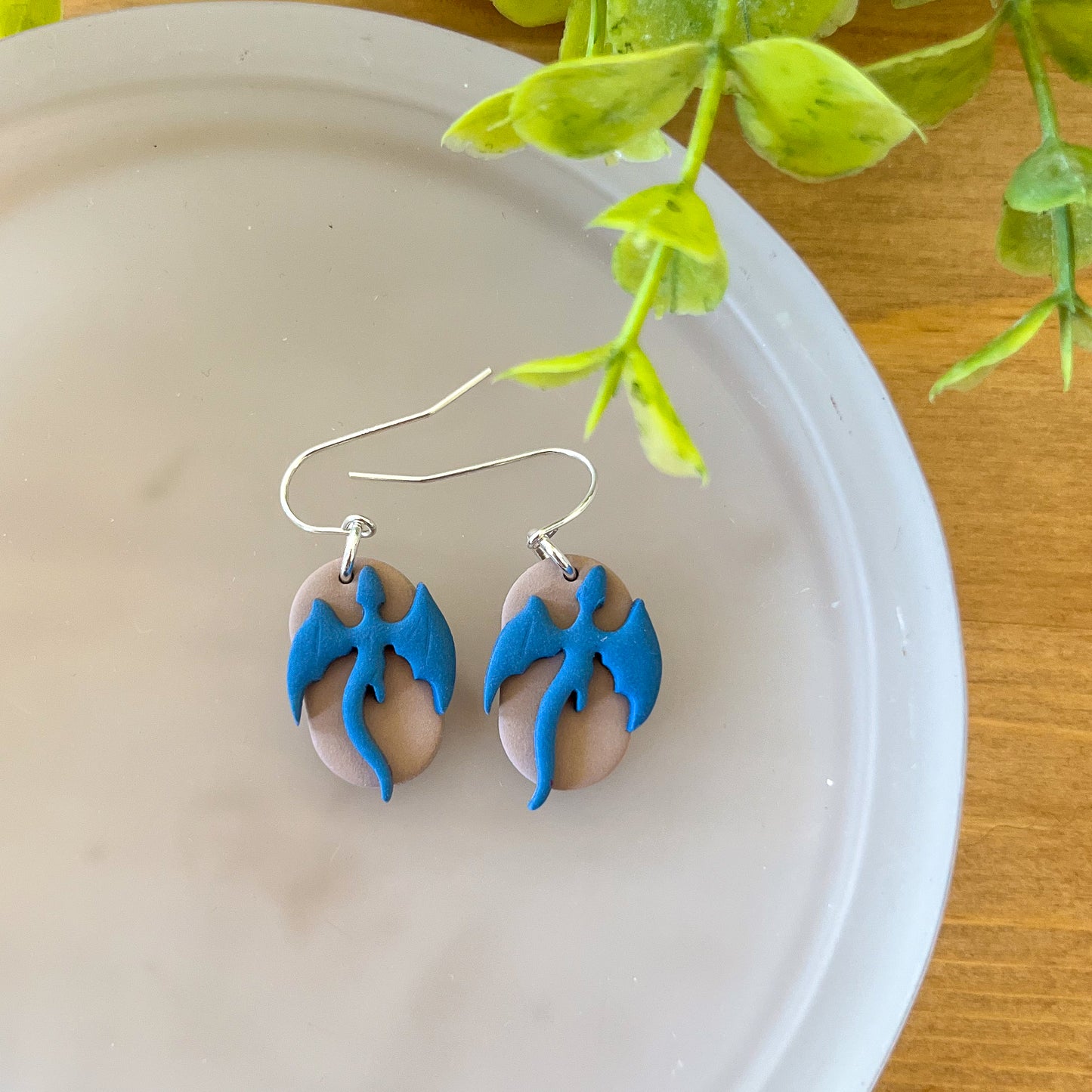 Blue dragon game piece earrings | sterling silver