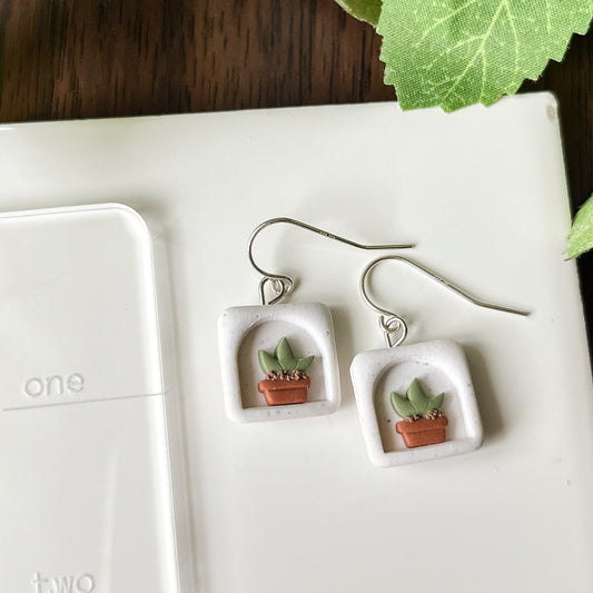 Small plant window earrings | sterling silver