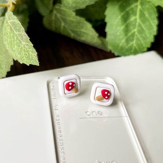 Framed mushroom studs | sterling silver