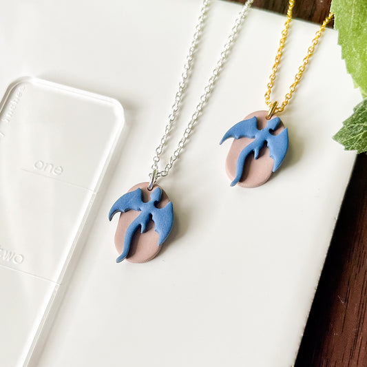 Blue dragon game piece necklace | 18" chain