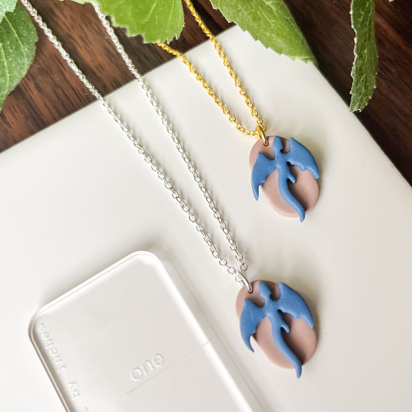 Blue dragon game piece necklace | 18" chain