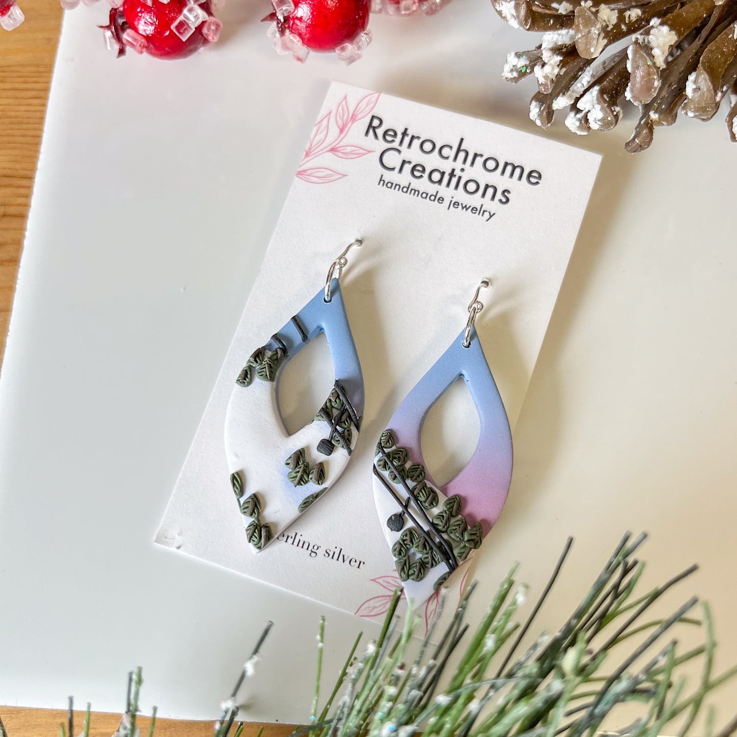 Ski-slope landscape earrings | sterling silver