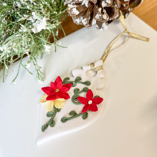 White and red floral ornament