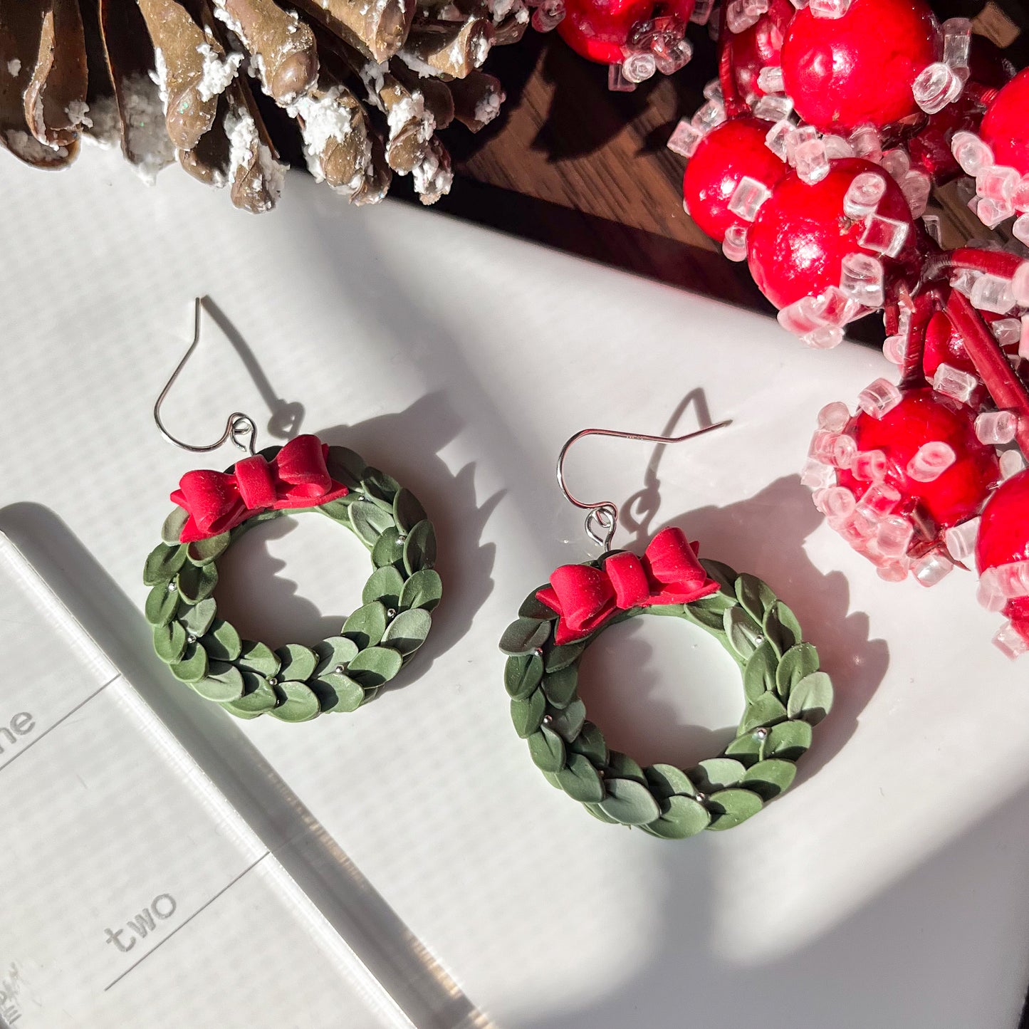 Winter wreath earrings | sterling silver