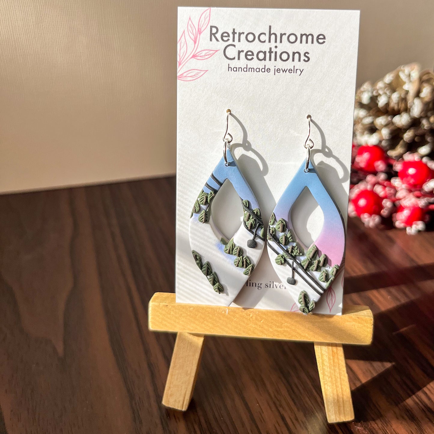 Ski-slope landscape earrings | sterling silver