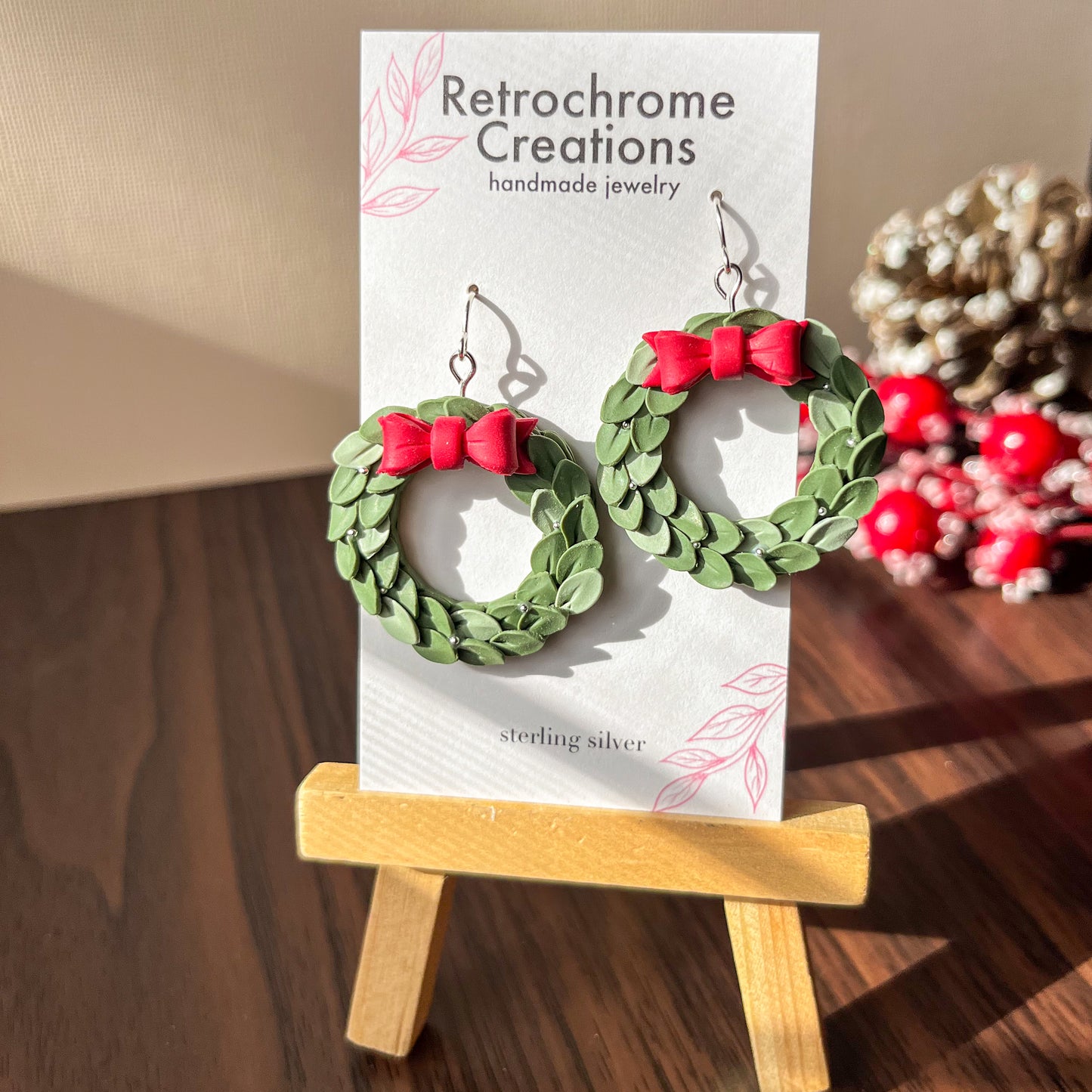 Winter wreath earrings | sterling silver