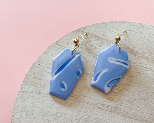 Blue coffin earrings | 24k gold plated