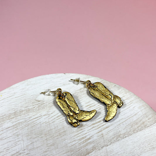 Gold cowboy boots earrings | 24k gold plated