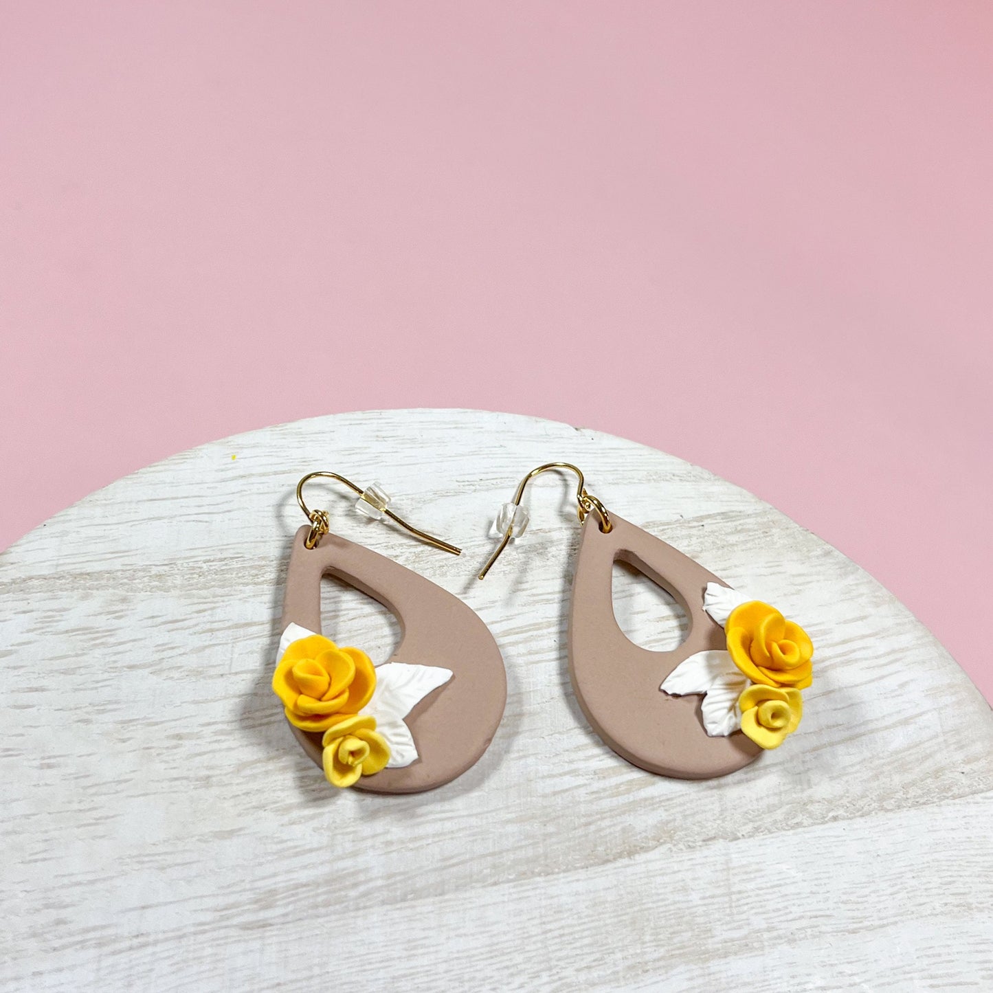 Yellow rose teardrop earring | 18k gold plated