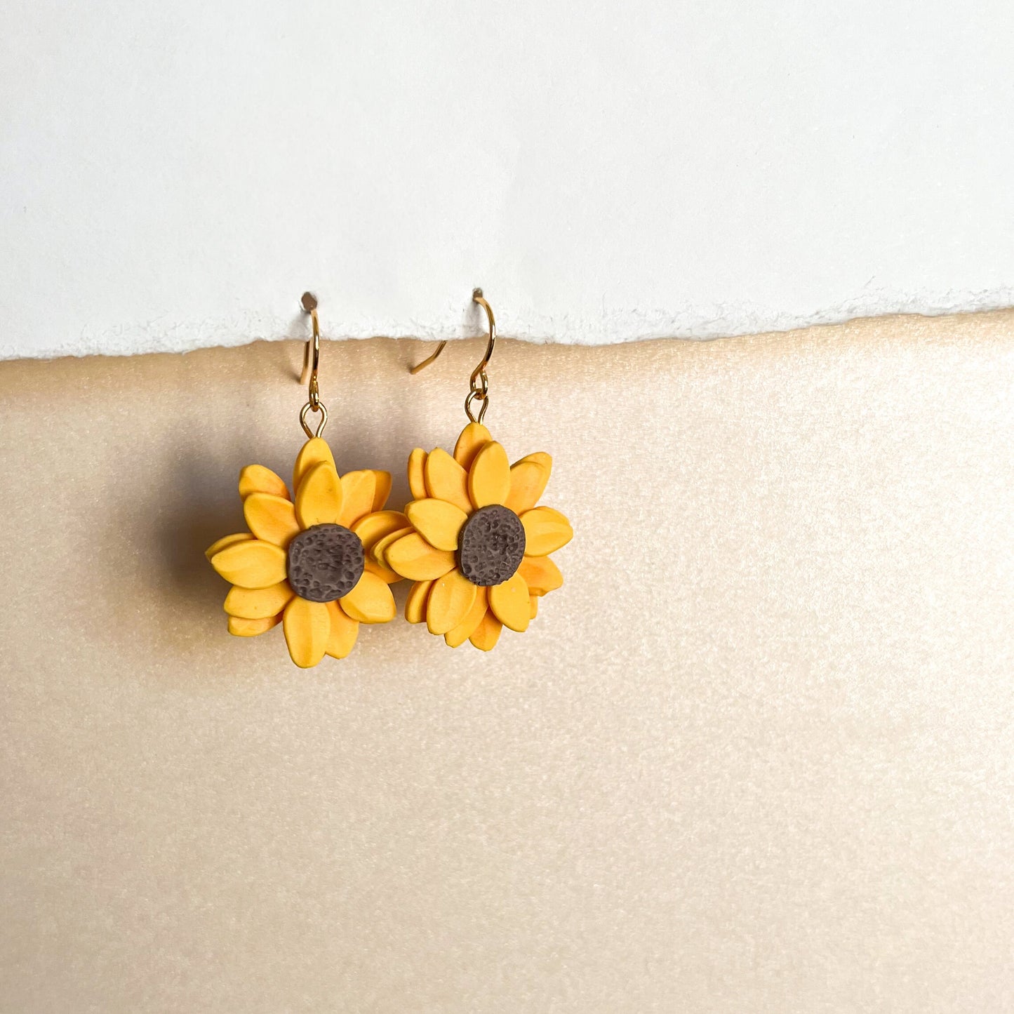 Whole sunflower earrings | 18k gold plated